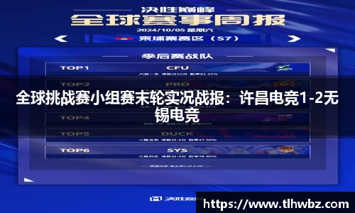 全球挑战赛小组赛末轮实况战报：许昌电竞1-2无锡电竞